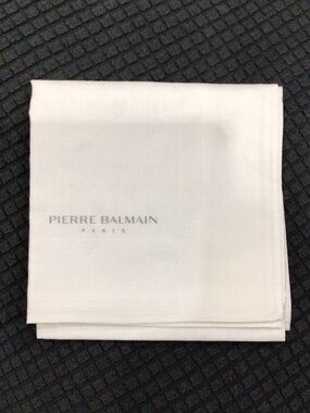 Pierre Balmain White Logo Pocket Square